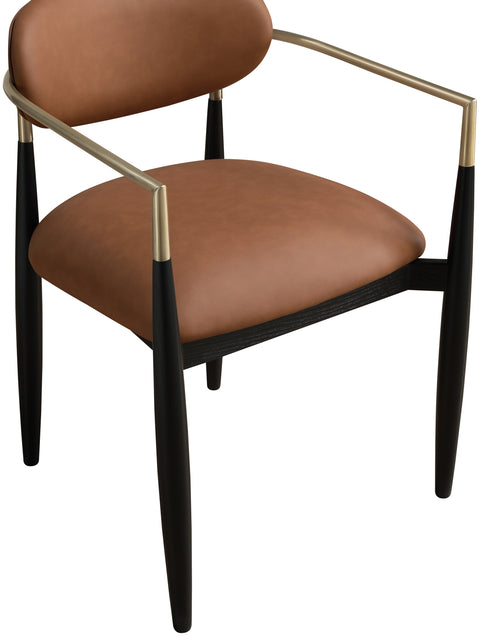 Harlow Cognac Vegan Leather Upholstered Dining Arm Chair , 2-Piece (Style 2)