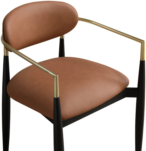 Harlow Cognac Vegan Leather Upholstered Dining Arm Chair , 2-Piece (Style 2)