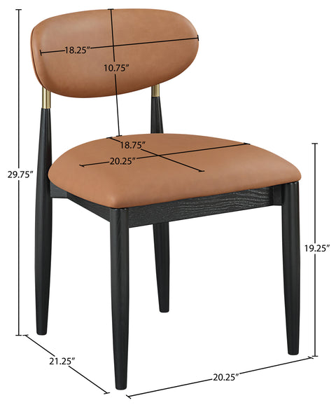 Harlow Cognac Vegan Leather Upholstered Dining Side Chair , 2-Piece (Style 2)