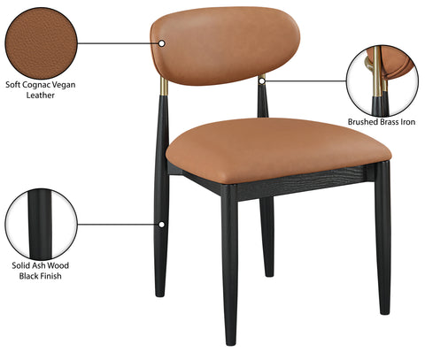 Harlow Cognac Vegan Leather Upholstered Dining Side Chair , 2-Piece (Style 2)