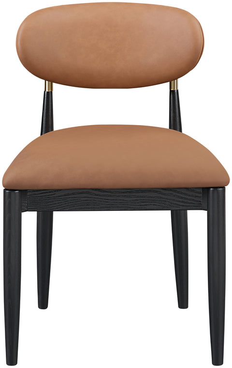 Harlow Cognac Vegan Leather Upholstered Dining Side Chair , 2-Piece (Style 2)