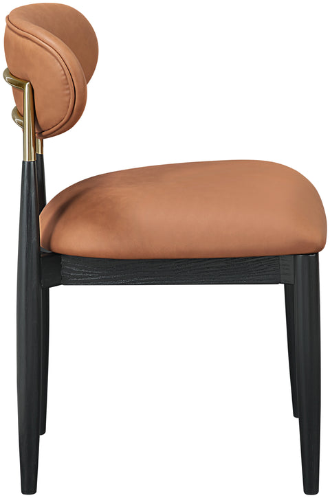Harlow Cognac Vegan Leather Upholstered Dining Side Chair , 2-Piece (Style 2)
