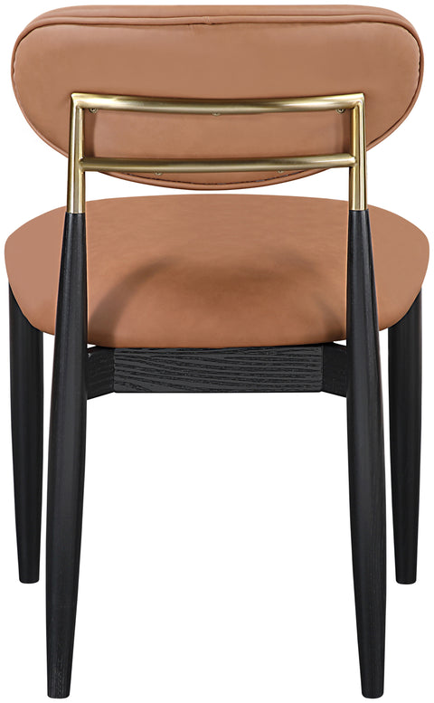 Harlow Cognac Vegan Leather Upholstered Dining Side Chair , 2-Piece (Style 2)