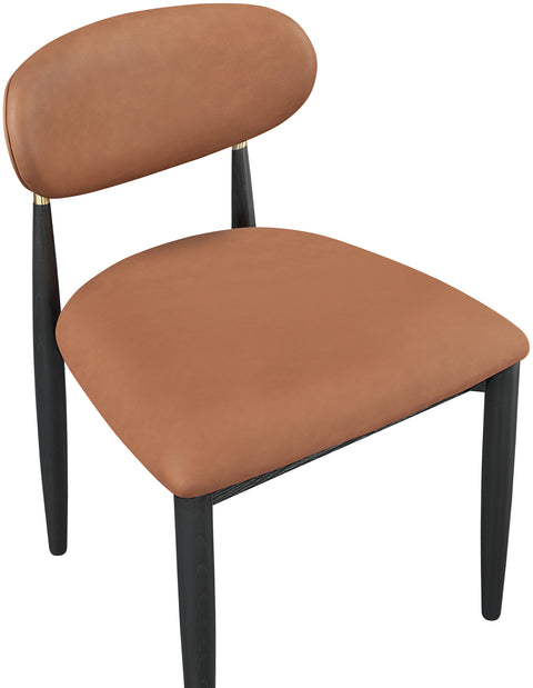 Harlow Cognac Vegan Leather Upholstered Dining Side Chair , 2-Piece (Style 2)