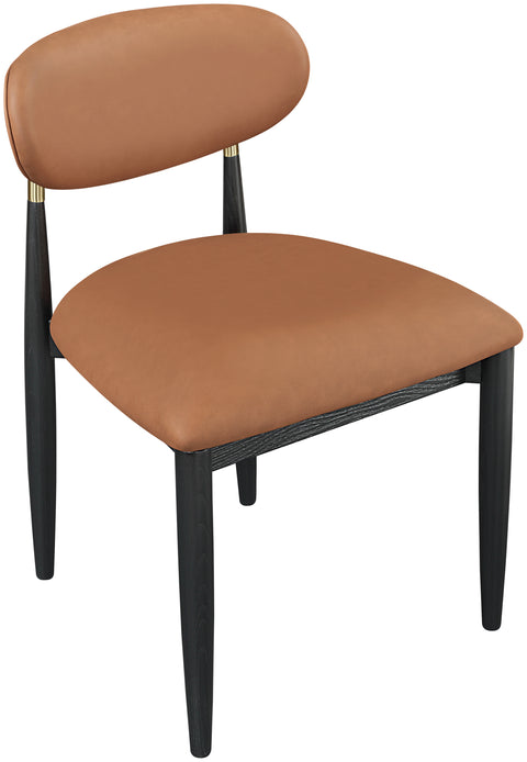 Harlow Cognac Vegan Leather Upholstered Dining Side Chair , 2-Piece (Style 2)