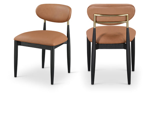 Harlow Cognac Vegan Leather Upholstered Dining Side Chair , 2-Piece (Style 2)