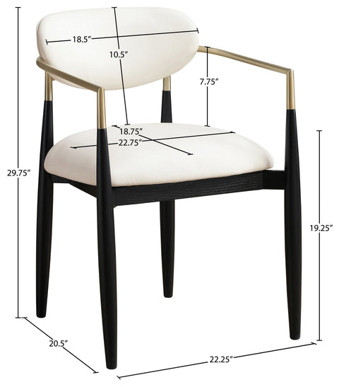 Harlow Cream Vegan Leather Upholstered Dining Arm Chair , 2-Piece (Style 2)