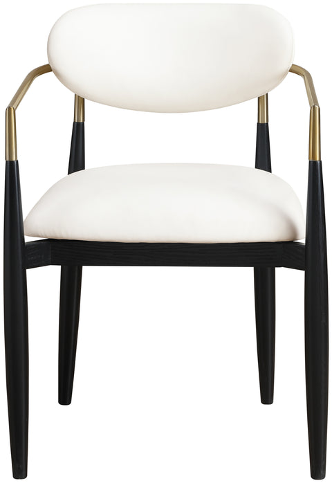 Harlow Cream Vegan Leather Upholstered Dining Arm Chair , 2-Piece (Style 2)