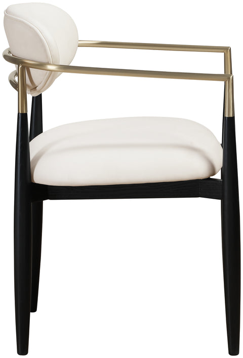 Harlow Cream Vegan Leather Upholstered Dining Arm Chair , 2-Piece (Style 2)