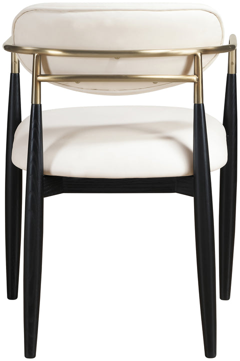 Harlow Cream Vegan Leather Upholstered Dining Arm Chair , 2-Piece (Style 2)