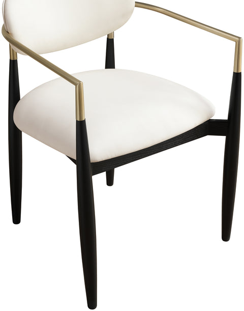 Harlow Cream Vegan Leather Upholstered Dining Arm Chair , 2-Piece (Style 2)