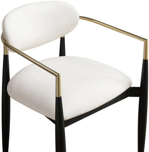 Harlow Cream Vegan Leather Upholstered Dining Arm Chair , 2-Piece (Style 2)