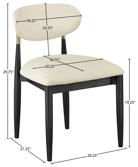 Harlow Cream Vegan Leather Upholstered Dining Side Chair , 2-Piece (Style 2)