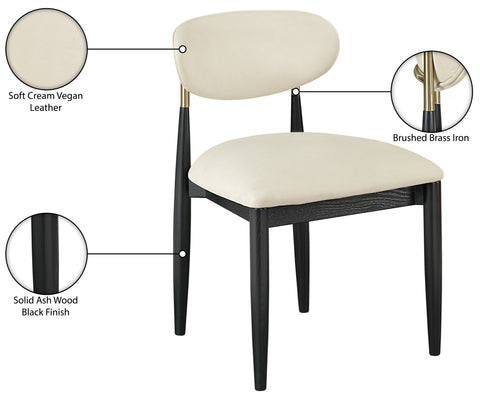Harlow Cream Vegan Leather Upholstered Dining Side Chair , 2-Piece (Style 2)