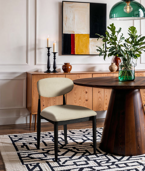 Harlow Cream Vegan Leather Upholstered Dining Side Chair , 2-Piece (Style 2)
