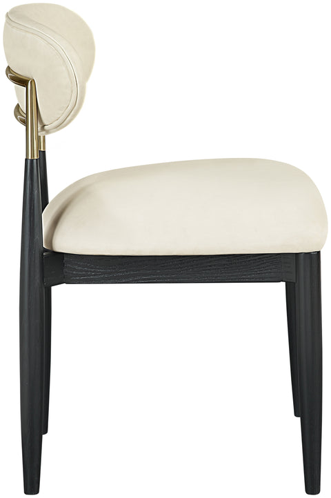 Harlow Cream Vegan Leather Upholstered Dining Side Chair , 2-Piece (Style 2)