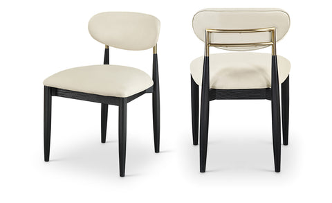 Harlow Cream Vegan Leather Upholstered Dining Side Chair , 2-Piece (Style 2)
