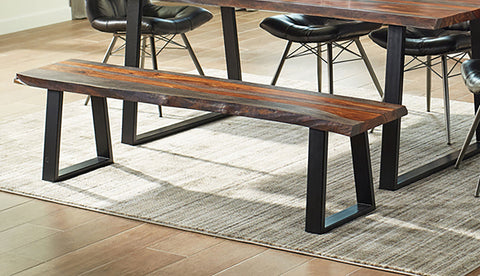 Dianella Live Edge Wood Dining Bench Grey SheeshamGrey Sheesham