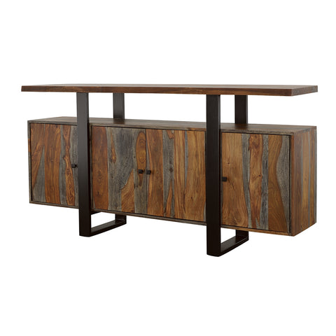 Dianella 4-door Solid Wood Sideboard Buffet Grey SheeshamGrey Sheesham