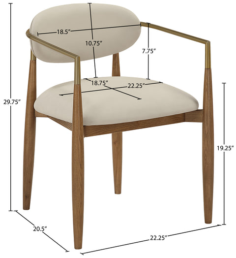 Harlow Beige Vegan Leather Upholstered Dining Arm Chair, 2-Piece