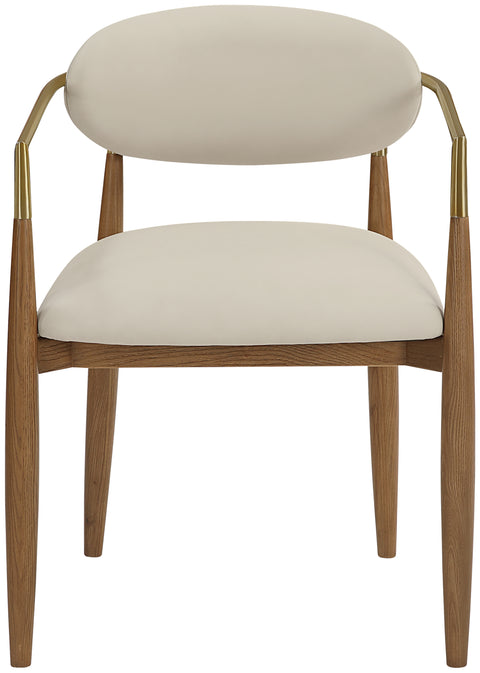 Harlow Beige Vegan Leather Upholstered Dining Arm Chair, 2-Piece