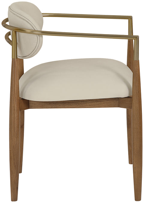 Harlow Beige Vegan Leather Upholstered Dining Arm Chair, 2-Piece