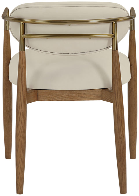 Harlow Beige Vegan Leather Upholstered Dining Arm Chair, 2-Piece