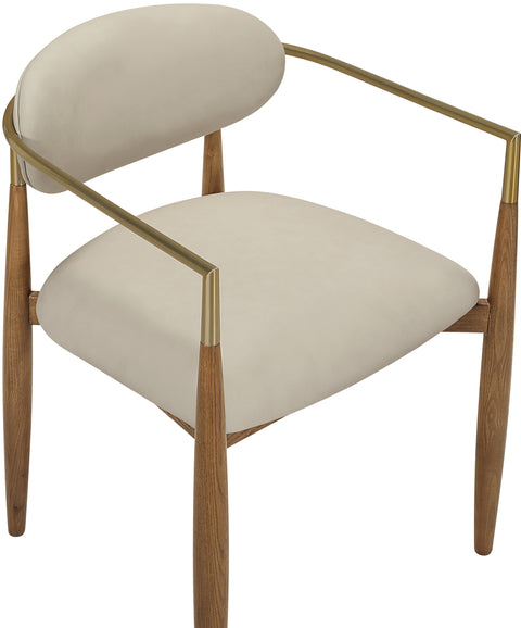 Harlow Beige Vegan Leather Upholstered Dining Arm Chair, 2-Piece