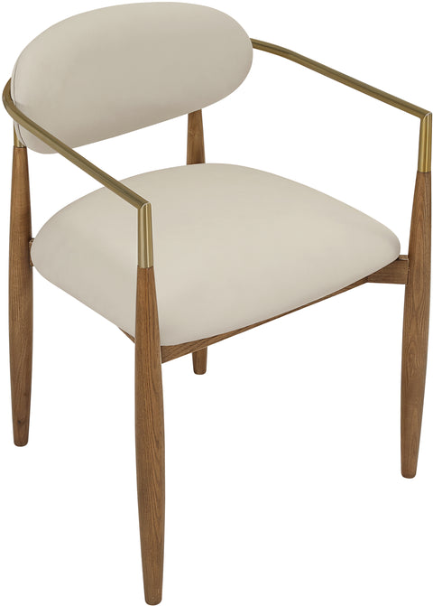 Harlow Beige Vegan Leather Upholstered Dining Arm Chair, 2-Piece