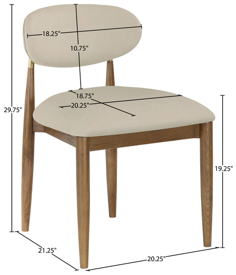 Harlow Beige Vegan Leather Upholstered Dining Side Chair, 2-Piece