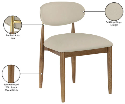 Harlow Beige Vegan Leather Upholstered Dining Side Chair, 2-Piece