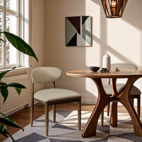 Harlow Beige Vegan Leather Upholstered Dining Side Chair, 2-Piece