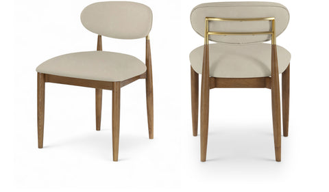 Harlow Beige Vegan Leather Upholstered Dining Side Chair, 2-Piece