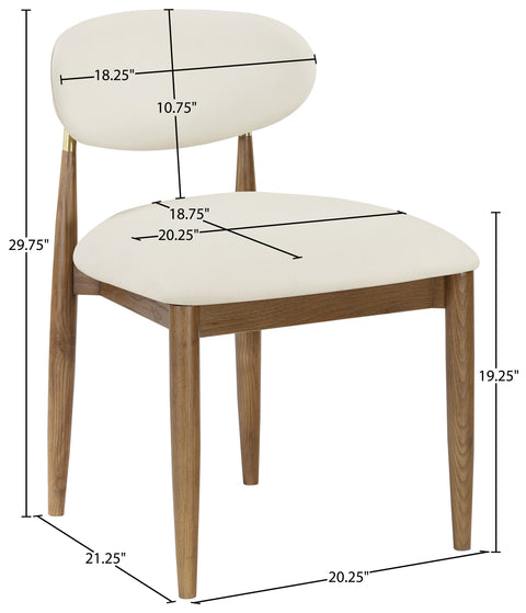 Harlow Cream Vegan Leather Upholstered Dining Side Chair , 2-Piece (Style 3)