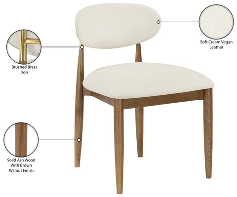 Harlow Cream Vegan Leather Upholstered Dining Side Chair , 2-Piece (Style 3)