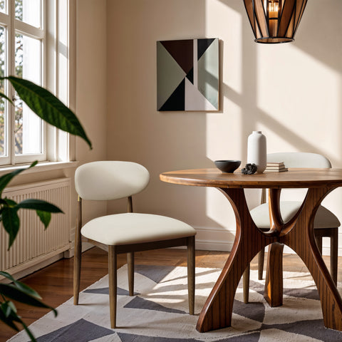 Harlow Cream Vegan Leather Upholstered Dining Side Chair , 2-Piece (Style 3)