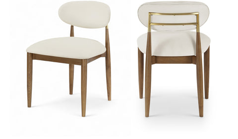 Harlow Cream Vegan Leather Upholstered Dining Side Chair , 2-Piece (Style 3)