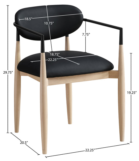 Harlow Black Vegan Leather Upholstered Dining Arm Chair , 2-Piece (Style 3)