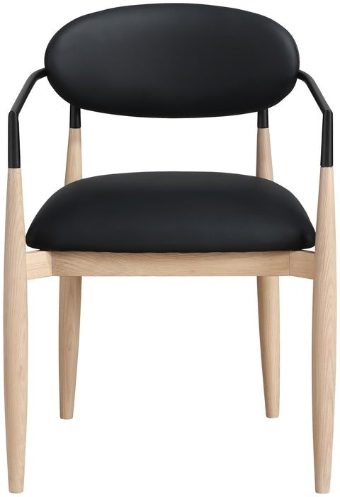 Harlow Black Vegan Leather Upholstered Dining Arm Chair , 2-Piece (Style 3)