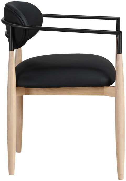 Harlow Black Vegan Leather Upholstered Dining Arm Chair , 2-Piece (Style 3)