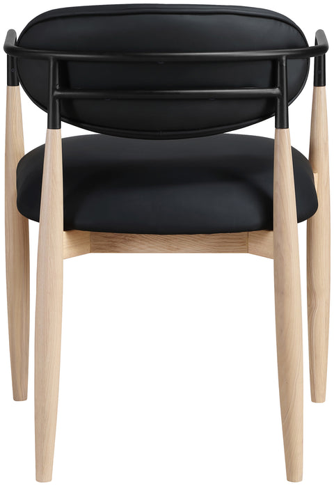 Harlow Black Vegan Leather Upholstered Dining Arm Chair , 2-Piece (Style 3)