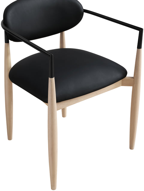 Harlow Black Vegan Leather Upholstered Dining Arm Chair , 2-Piece (Style 3)