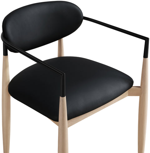 Harlow Black Vegan Leather Upholstered Dining Arm Chair , 2-Piece (Style 3)