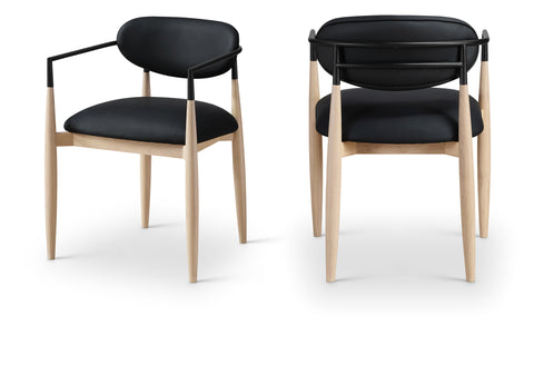 Harlow Black Vegan Leather Upholstered Dining Arm Chair , 2-Piece (Style 3)