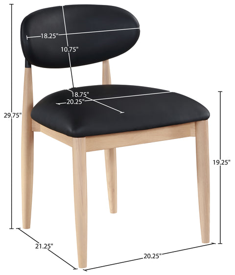Harlow Black Vegan Leather Upholstered Dining Side Chair , 2-Piece (Style 3)