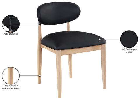 Harlow Black Vegan Leather Upholstered Dining Side Chair , 2-Piece (Style 3)