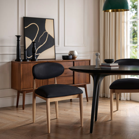 Harlow Black Vegan Leather Upholstered Dining Side Chair , 2-Piece (Style 3)