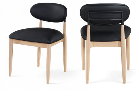 Harlow Black Vegan Leather Upholstered Dining Side Chair , 2-Piece (Style 3)