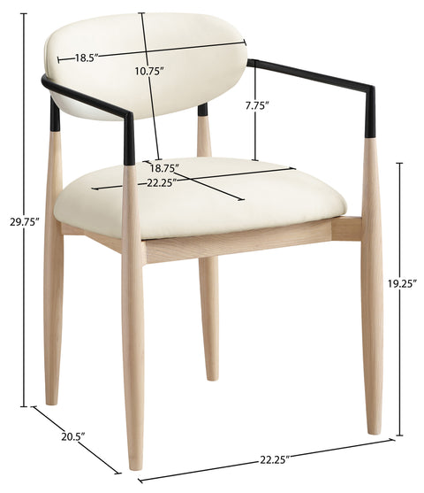 Harlow Cream Vegan Leather Upholstered Dining Arm Chair , 2-Piece (Style 4)