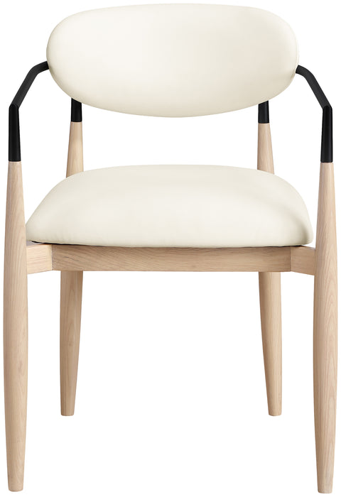 Harlow Cream Vegan Leather Upholstered Dining Arm Chair , 2-Piece (Style 4)